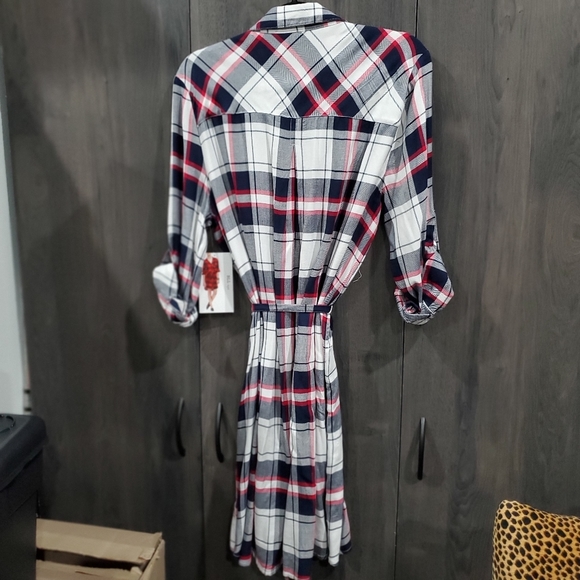 Tartan BLL NYC Shacket Shirt Dress Size XL NWT Red White Blue Plaid Holiday Wear - Picture 4 of 15